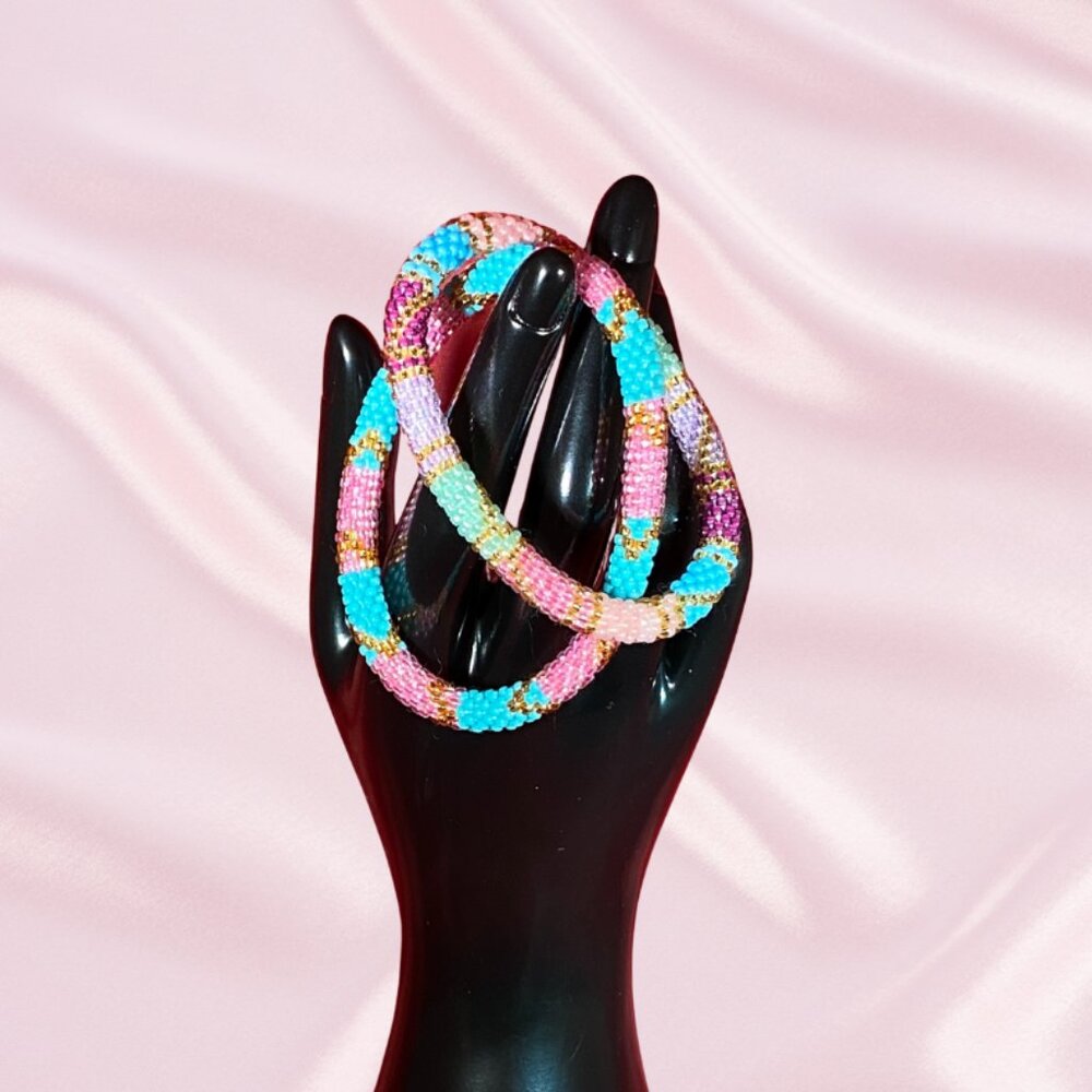 NEW never worn Sashka Bracelets - Pink and Teal